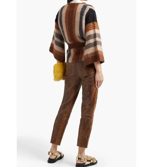 NWT ANTIK BATIK Moya belted brushed intarsia mohair-blend cardigan - Picture 5 of 13